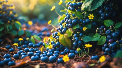 Poster - Blueberries developing on a bush