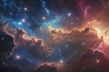 Wall Mural - breathtaking cosmic landscape featuring shimmering nebulae and stellar dust against a radiant celest