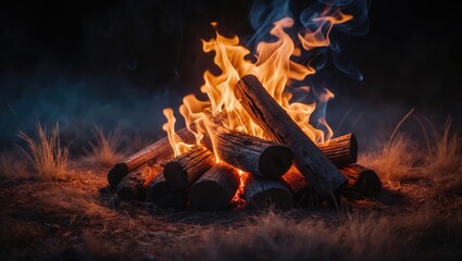 Poster - Campfire during the night