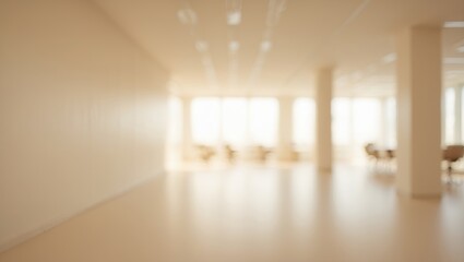 Poster - Abstract blurred image of a modern office with soft light for use as a background. Blur office workplace interior design concept.