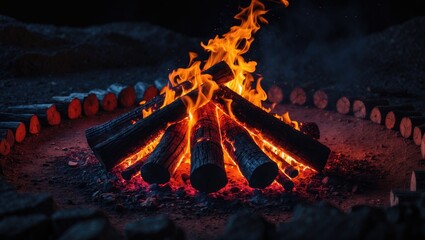 Poster - campfire at night