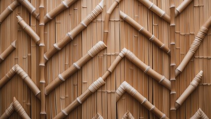 Aufkleber - woven pattern of bamboo background, brown bamboo weave design