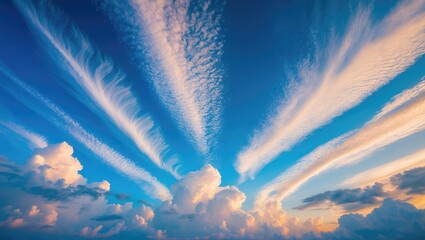 Poster - Blue sky backdrop featuring small clouds. Panorama.