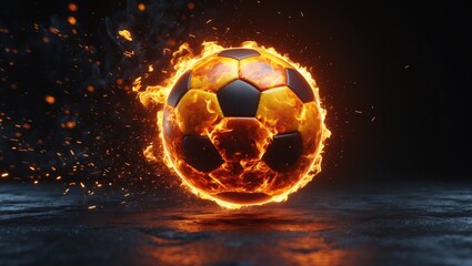 Poster - The soccer ball soars with lightning-fast magical effects in a f