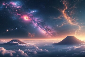 dreamy cosmic landscapes and fantasy nebulae in the universe
