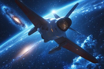 Wall Mural - smooth looping flight animation in cosmic space featuring brilliant blue starlight and remote galaxi