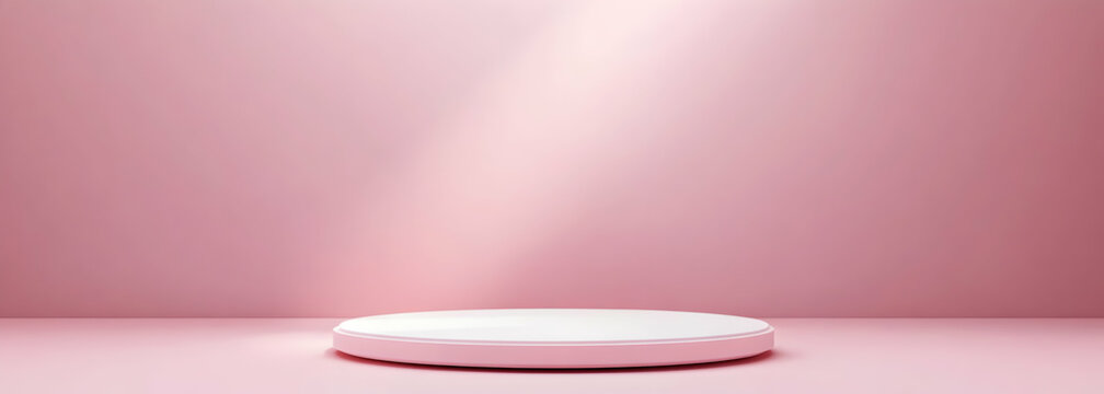 3D rendering of a pink background with an empty podium for product display presentation