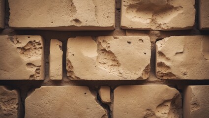 Poster - Textured Limestone Wall View from the Front in Sepia Tone