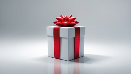 Aufkleber - Gift box with ribbon bow in red color isolated on white background