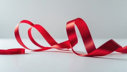 Poster - Red ribbon separated on white backdrop