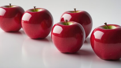 Poster - Red apple separated on a white background, clipping path, Collection, set