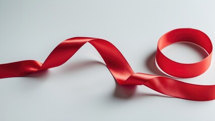 Poster - Red ribbon separated against a white background.