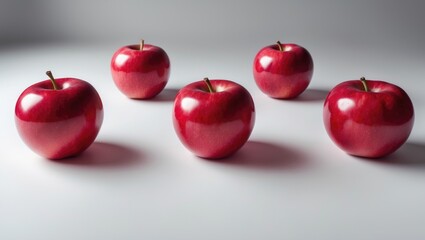 Poster - Red apple set isolated on white background, clipping path, collection.