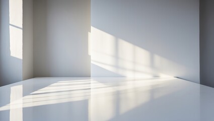 Poster - Wall interior backdrop, studio background showcasing products with window shadows in white and grey. Background for text placement and product presentation.