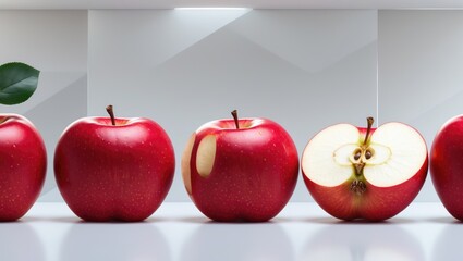 Poster - Red apple assortment. Set of red apples isolated on a background. Close-up of red apple. With clipping path.