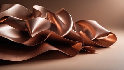 Fototapete - Copper texture with draped material forming an abstract design. Decorative designer paper featuring a subtle and sophisticated surface. Minimalist arrangement with softness.