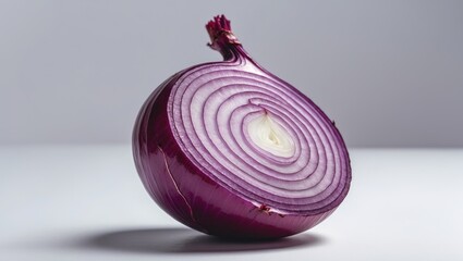 Poster - Red onion cut and isolated on a white background, with a clipping path, showcasing full depth of field.