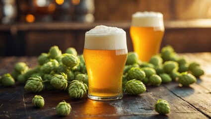 Poster - Refreshing Summer IPA Craft Beer featuring Hops