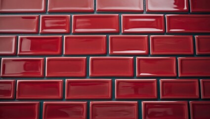 Poster - Ceramic tile background in red. Vintage ceramic tiles in red for kitchen or bathroom decoration.