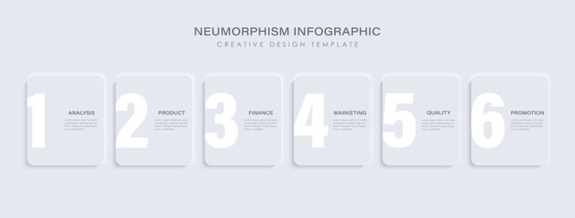 Poster - neumorphism infographic design template with 6 steps or options