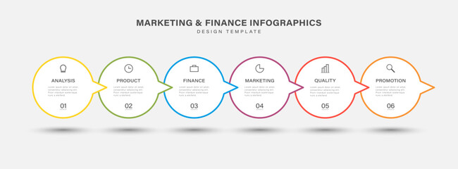 Poster - 6 options or steps vector infographic template with speech bubbles