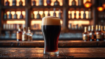 Poster - Refreshing Dark Stout Craft Beer on a Counter
