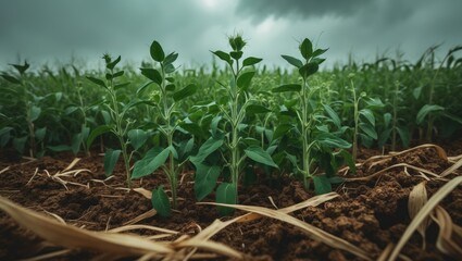Poster - Regenerative agriculture featuring soybeans emerging from corn residue and cereal rye.