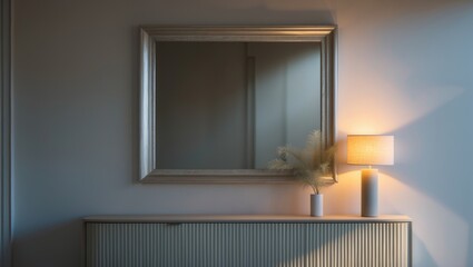 Poster - Blank empty picture frame mockup on wall. Interior design artwork in a modern style with a poster template.