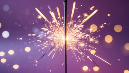Poster - Beautiful sparklers created from sparklers on a pink bokeh background, mood, glitter, holiday theme.