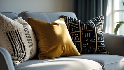 Poster - Pillows of various colors featuring distinct patterns