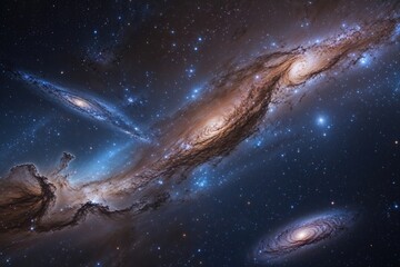 Wall Mural - vibrant cosmic nebula and galaxy set against a celestial starry sky background