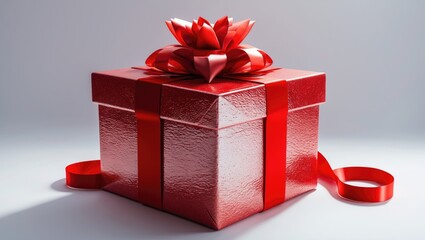 Poster - Red Gift Box on a white surface