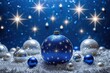 © Michael - Enchanting Royal Blue and Platinum Fairy Dust Background with Glowing Christmas Orbs and Luminous Particles