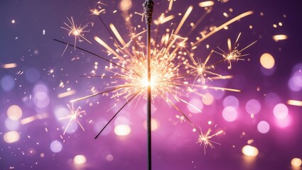 Poster - Beautiful sparklers created from sparklers on a pink bokeh background, mood, glitter, holiday backdrop.