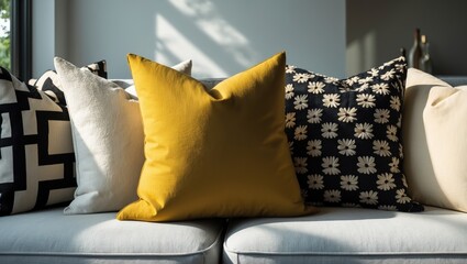 Poster - Varying colored pillows showcasing distinct patterns
