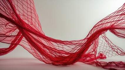 Red mesh overlaying simple background