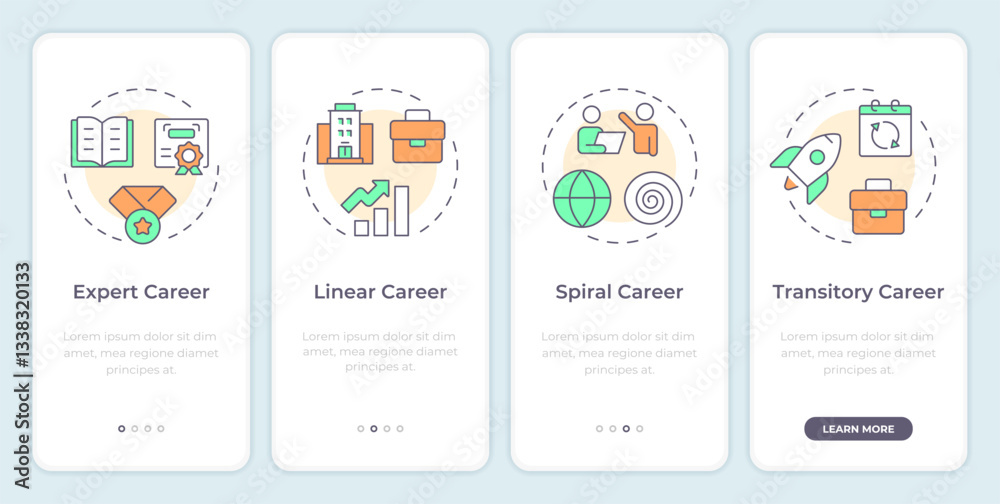 Career concepts onboarding mobile app screen. Employee growth ...