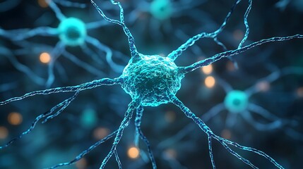 Aufkleber - Microscopic Neurons Network Brain Cell Biology Science