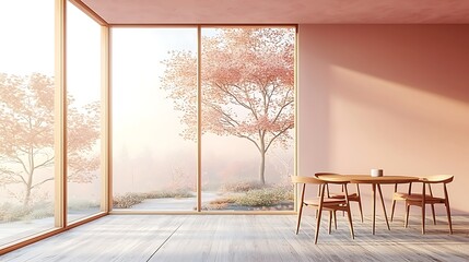 Poster - Minimalist Dining Room with Tranquil View