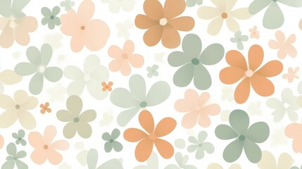 Poster - Pastel flower pattern overlapping with soft colors, forming delicate decorative background suitable for textile design, wallpaper, greeting card artwork