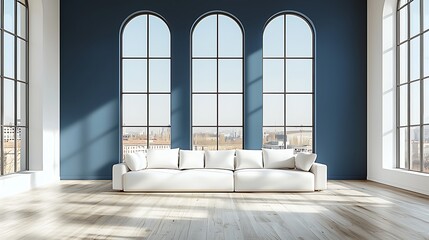 Aufkleber - Modern Living Room Interior with City View