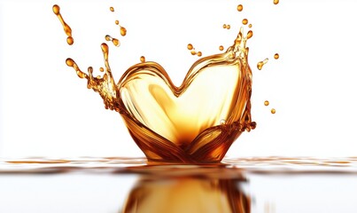 Poster - Heart-shaped splash of golden liquid creating a stunning visual effect