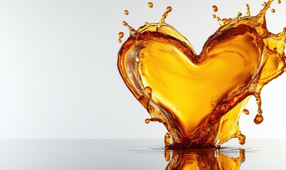 Poster - Heart-shaped splash of orange liquid creating a vibrant and artistic visual effect