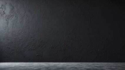 Poster - Black stucco wall grunge backdrop. Aged grainy plaster texture on the wall.