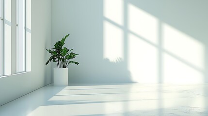 Poster - Modern Minimalist Interior Design with Sunlight and Plant