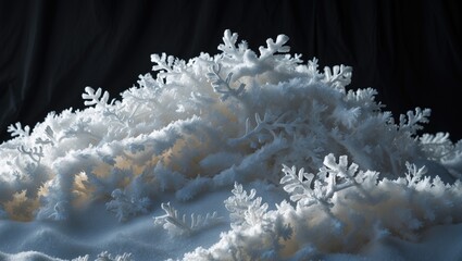 Poster - pile of white snow isolated on a dark background