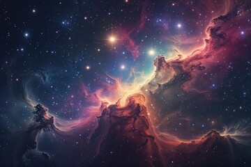 Wall Mural - vibrant cosmos background featuring colorful nebula and twinkling stars