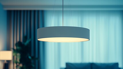 Poster - Modern Round Pendant Light Fixture in Teal Interior