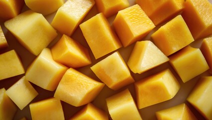 Aufkleber - Cubed mango backdrop, close-up, bird's-eye view