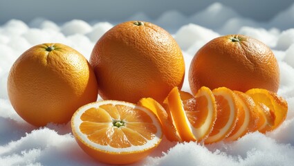 Aufkleber - Collection of orange fruits, slices, and peeled skin isolated on a white background.